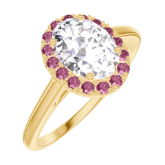 Ring « l’Atelier » 170161 - Geelgoud 18 karaat - Diamant Ovaal 0.5 Karaat - Halo Robijn Ring « l’Atelier » 170161 - Geelgoud 18 karaat - Diamant Ovaal 0.5 Karaat - Halo Robijn