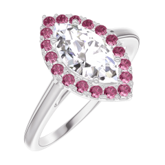 Ring « l’Atelier » 170260 - Witgoud 9 karaat - Diamant Markies 0.5 Karaat - Halo Robijn Ring « l’Atelier » 170260 - Witgoud 9 karaat - Diamant Markies 0.5 Karaat - Halo Robijn