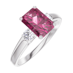 Ring Create 165624 White gold 9 carats - Ruby Baguette 0.7 Carats - Ring settings Diamond white