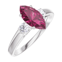 Ring Create 165924 White gold 9 carats - Ruby Marquise 0.7 Carats - Ring settings Diamond white