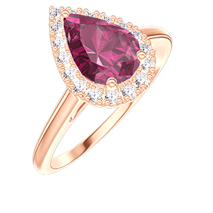 « L'Atelier » Nº175802 - Bague Or rose 18 carats - Rubis Poire 0.5 carat - Halo Diamant