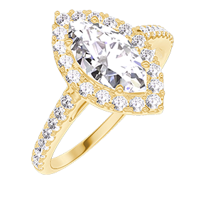 « L'Atelier » Nº190245 - Bague Or jaune 18 carats - Diamant synthétique Marquise 0.5 carat - Halo Diamant synthétique - Sertissage Diamant synthétique