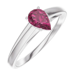 « L'Atelier » Nº161004 - Ring White gold 9 carats - Ruby Pear 0.3 Carats