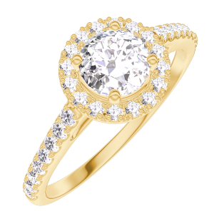 « L'Atelier » Nº190005 - Ring Yellow gold 18 carats - Laboratory Diamond round 0.5 Carats - Halo Laboratory Diamond - Setting Laboratory Diamond