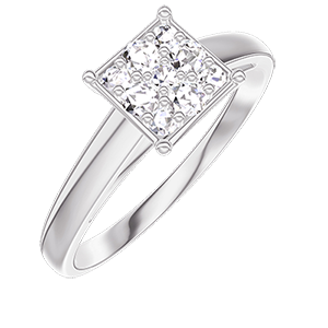 « L'Atelier » Nº210903 - Anillo Oro blanco 18 quilates - Conjunto de diamantes naturales Princesa equivalente 1 