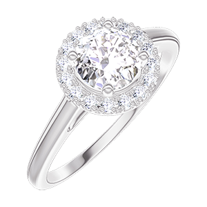 Bague « l’Atelier » 170003 - Or blanc 18 carats - Diamant Rond 0.5 carat - Halo Diamant