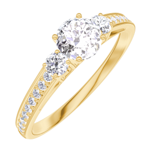 Ring « l’Atelier » 160025 Yellow gold 18 carats - Diamond white round 0.3 Carats - Ring settings Diamond white - Setting Diamond white