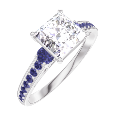 Pendentif En Or 18 Carats Avec Saphir Bleu Et 3 Diamants, 1,18g, Occasion