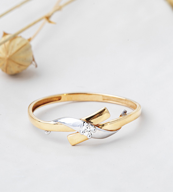Nid Précieux Nº31 - Bague de fiançailles Or blanc et or jaune 18 carats