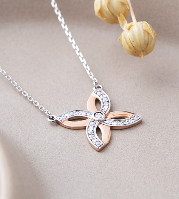 Infinito Nº7 - Collana Oro bianco e Oro rosa 9 carati