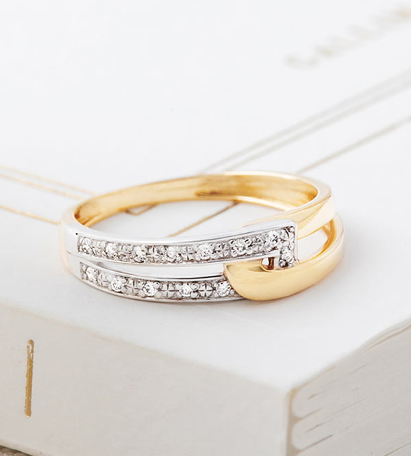 Promesa Nº85 - Anillo Oro blanco y Oro amarillo 18 quilates