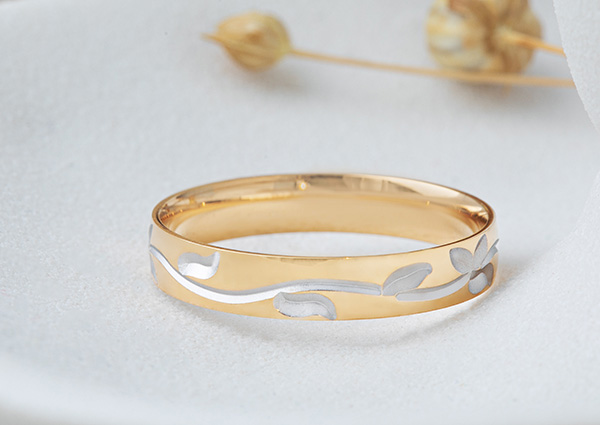 ALLIANCE OR JAUNE & BLANC AVEC DIAMANTS