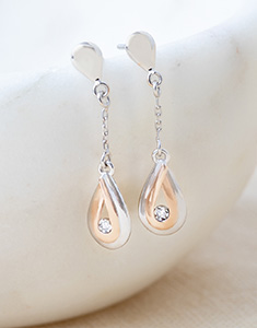 Nido Precioso Nº21 - Pendientes Oro blanco y Oro rosa 18 quilates