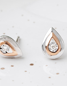 Nid Précieux Nº15 - Stud Earrings White and Pink gold 9 carats