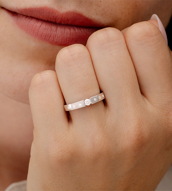 Abbondanza Nº21 - Anello di fidanzamento Oro bianco 9 carati