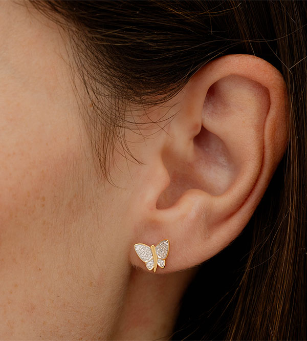 Passeggiata Immaginaria Nº2 - Orecchini a lobo Oro bianco e Oro giallo 9 carati