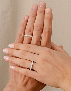 Duo Wedding Bands Pure & Origine – White Gold & Diamonds – 18 Carat