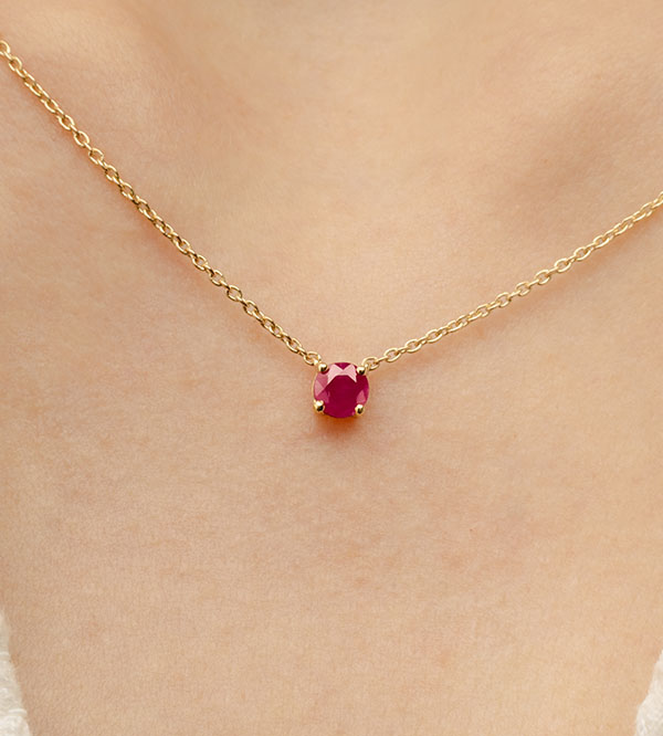 « L'Atelier » Nº1013092 - Collana Oro giallo 9 carati - Rubino sintetico Rotonda 0.3 Carati - Catena Rolò