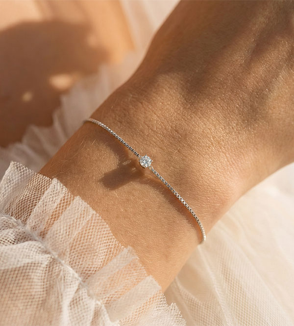 « L'Atelier » nr. 200200 - Armband Witgoud 9 karaat - Laboratorium diamant Rond 0.3 Karaat - Ketting Venetiaans