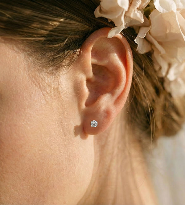 « L'Atelier » nr. 201060 - Oorbellen Witgoud 9 karaat - Laboratorium diamant Rond 0.3 Karaat (2 X)