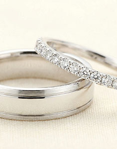 Duo Trauringe Horizon & Bettina – Weißgold & Diamanten – 18-karätiges Gold (750/1000)