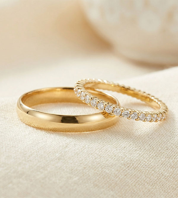 Duo d'alliances Pure & Radieuse- or jaune & diamants