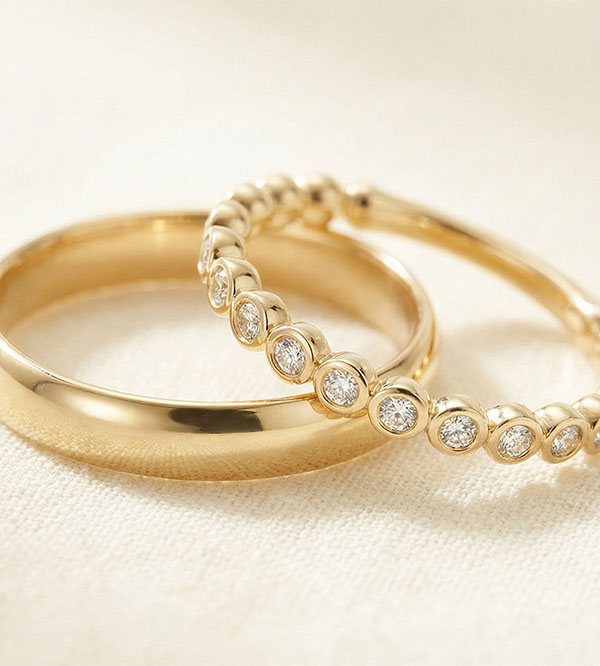 Pure & Fleur de Sel Ringenset – Geelgoud & Diamanten – 18 karaat