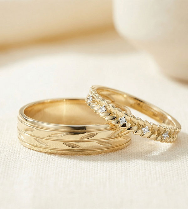 Duo Trauringe Jardin enchanté – Gelbgold & Diamanten – 18-karätig