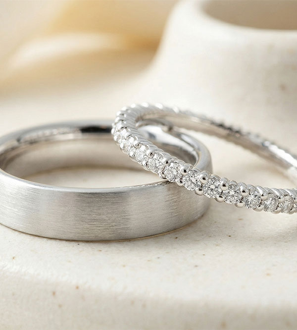 Duo d'alliances Atelier & Radieuse- or blanc & diamants