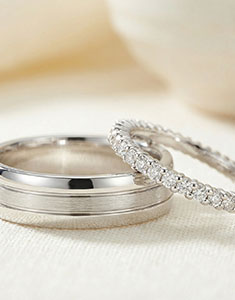 Duo d'alliances Star & Radieuse- or blanc & diamants