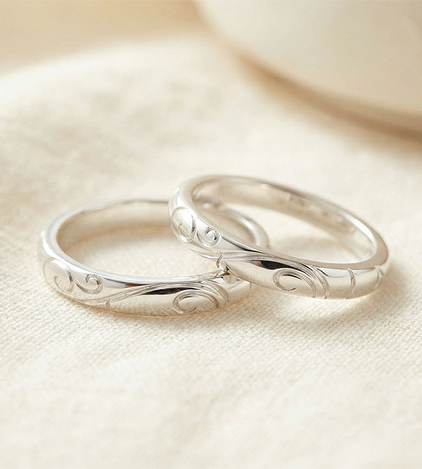 Triba Duo-Trauringe – Weißgold – 9-karätiges Gold (375/1000)