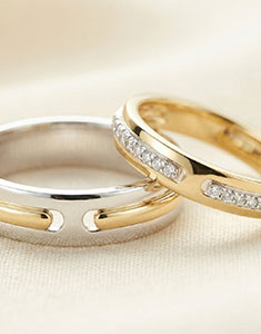 Promesse Eheringe-Duo – Gelb- und Weißgold & Diamanten – 18 Karat