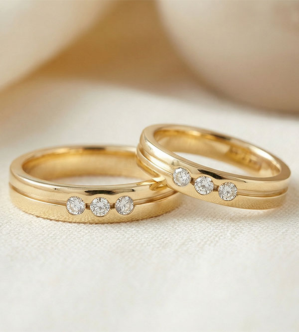 Duo d'alliances Olympia- or jaune & diamants