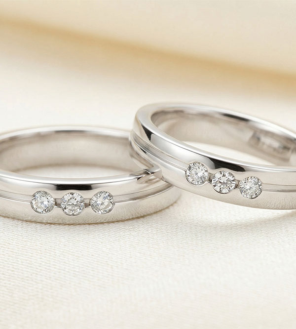 Olympia Duo-Trauringe – Weißgold & Diamanten – 18-karätig