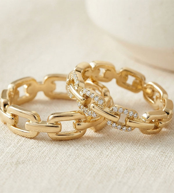 Duo Trauringe Maillon Cubain – Gelbgold & Diamanten – 18-karätig