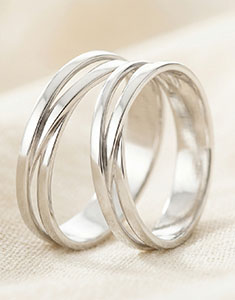 Coppia di Fedi Nuziali Saturno Trilogia variazione