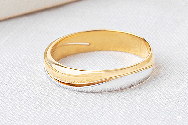 Bague Amour - Alliance homme or blanc et or jaune 18 carats : bijoux Edenly