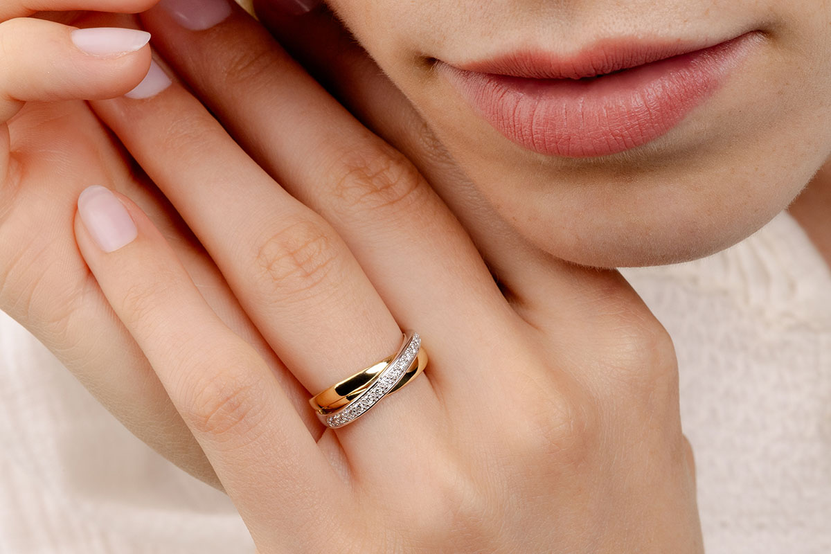 Pandora Anelli Anello Doppio Nodo Oro Bianco E Oro Giallo 18