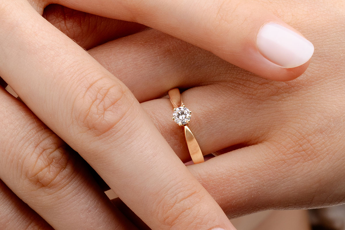 Bague Solitaire Or Blanc 18 Carats Avec Diamant 0,20 Ct - Taille 53 - Occasion