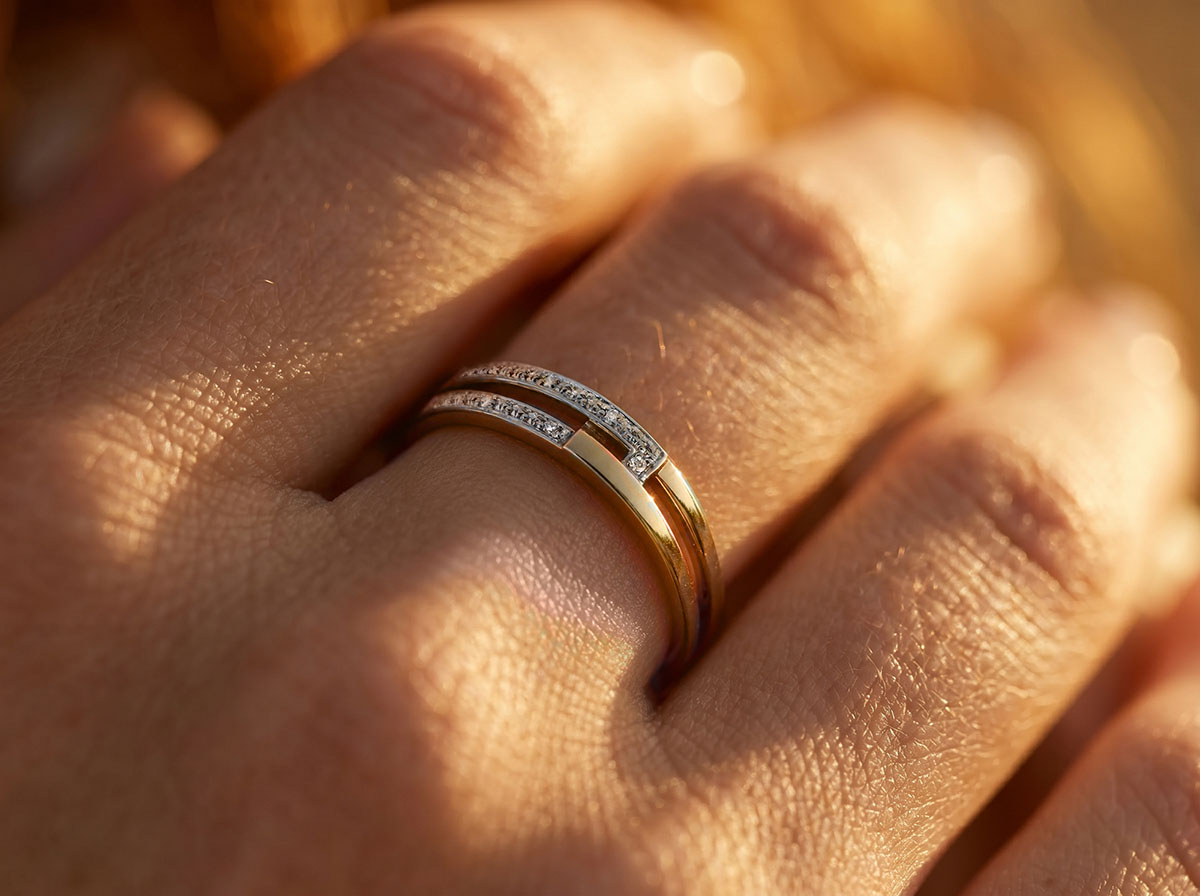 Belofte nr. 86 - Ring Witgoud en Geelgoud 9 karaat (375)