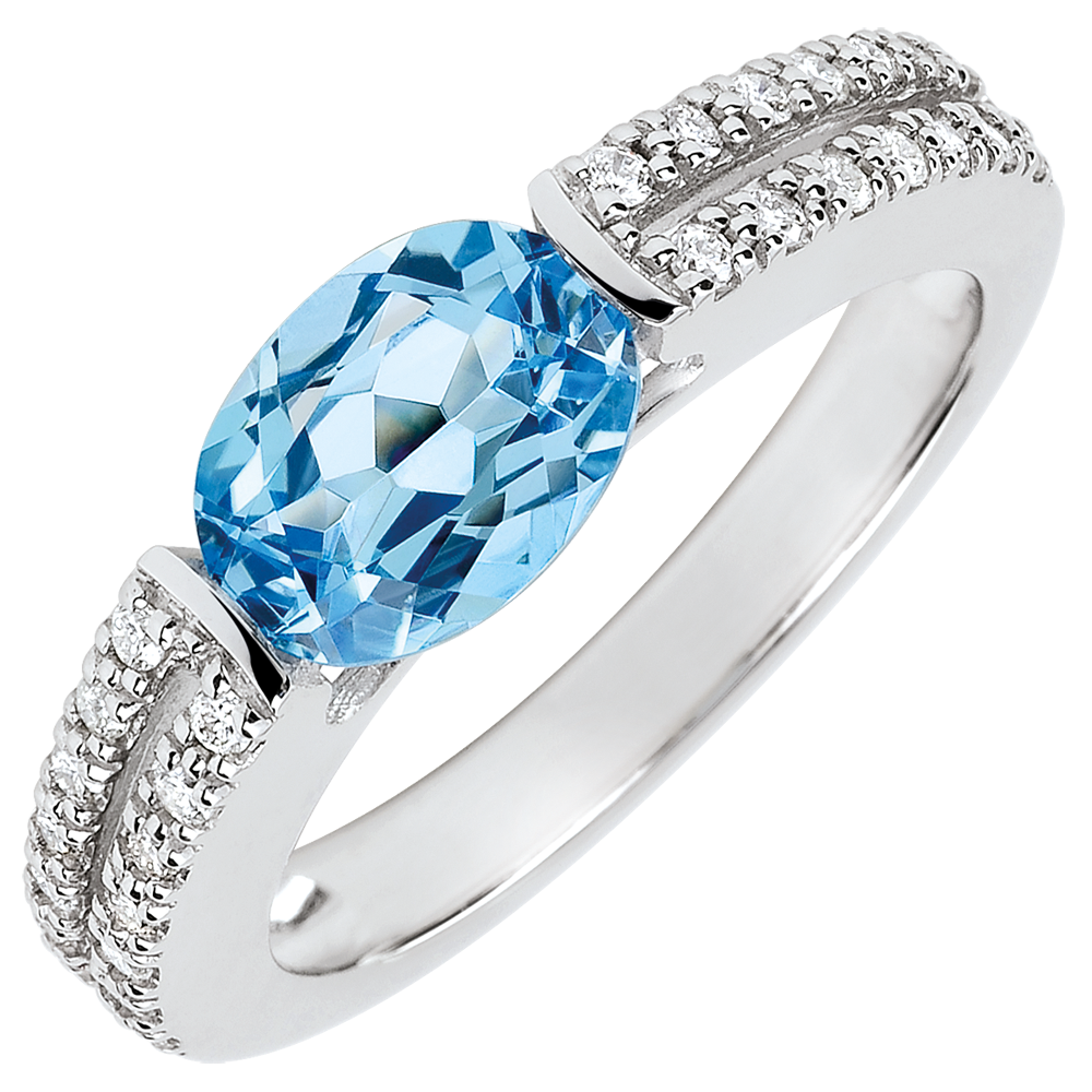 Anello In Argento 925 Placcato Oro Con Peridoto E Topazio Azzurro - Pietre Preziose Naturali, Larghezza Banda 3,7 Mm, Taglia US 8 (18,2 Mm)
