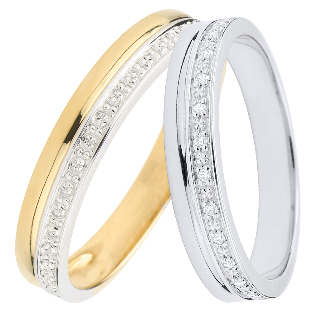 Dúo de alianzas Elegance – Oro blanco y amarillo oro blanco con