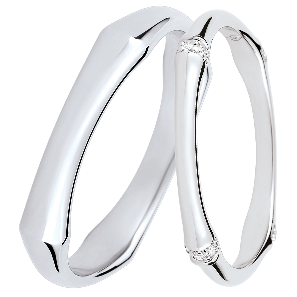 Duo de alianzas Jungle Sacrée – Oro blanco y diamantes – 18 quilates