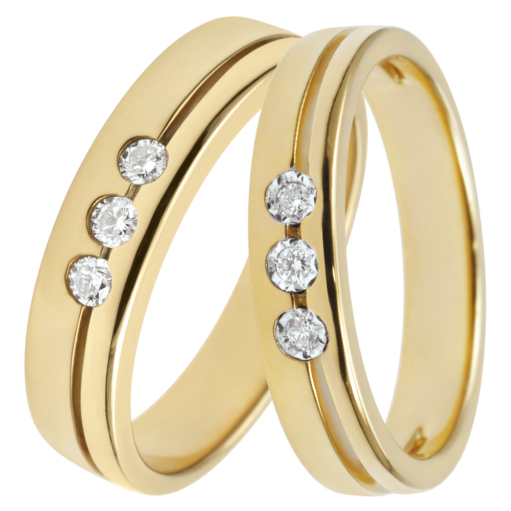 Duo d'alliances Olympia- or jaune & diamants