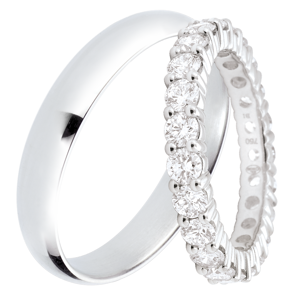 Duo obrączek Pure & Origine – białe złoto i diamenty – 18 karatów