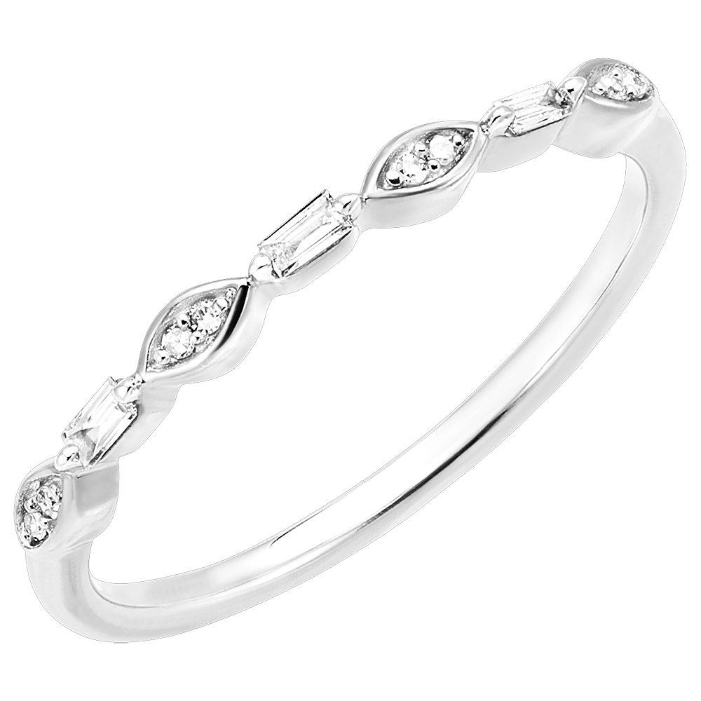 Bague En Or Blanc 18 Carats (750) Avec Diamant 0.12 Carat - Taille 54 - Occasion