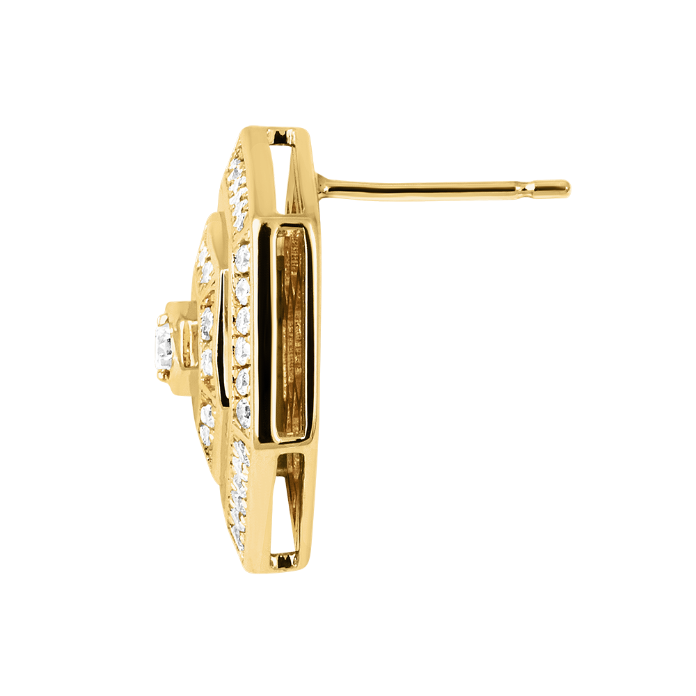 Carissima Orecchini a lobo mezzasfera diamantata 8 mm da donna in oro giallo 9 ct