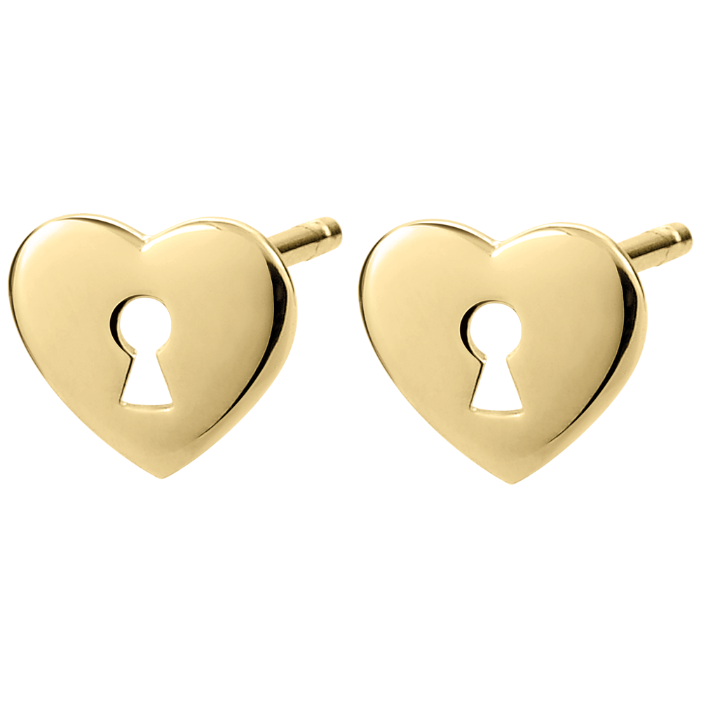 Earrings Precious Secret Heart Yellow Gold Edenly jewellery