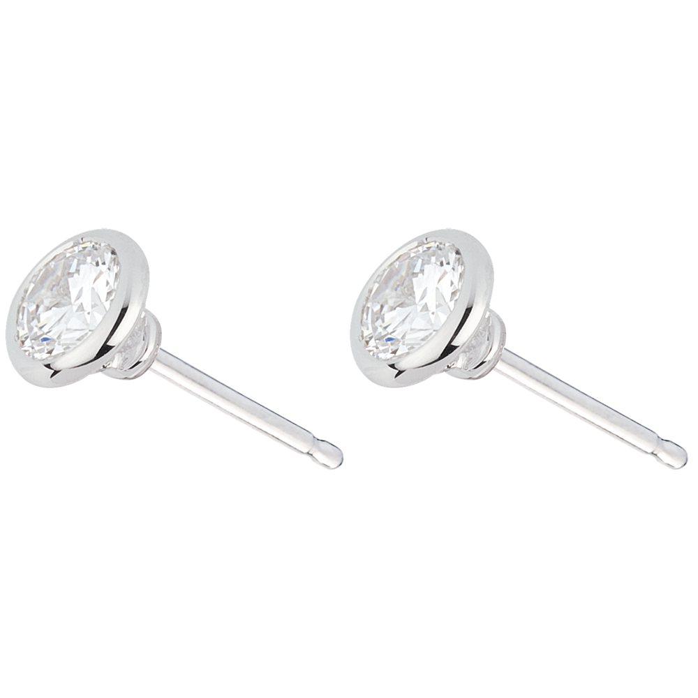 White Gold Doll Solitaire Stud Earrings Edenly jewelery