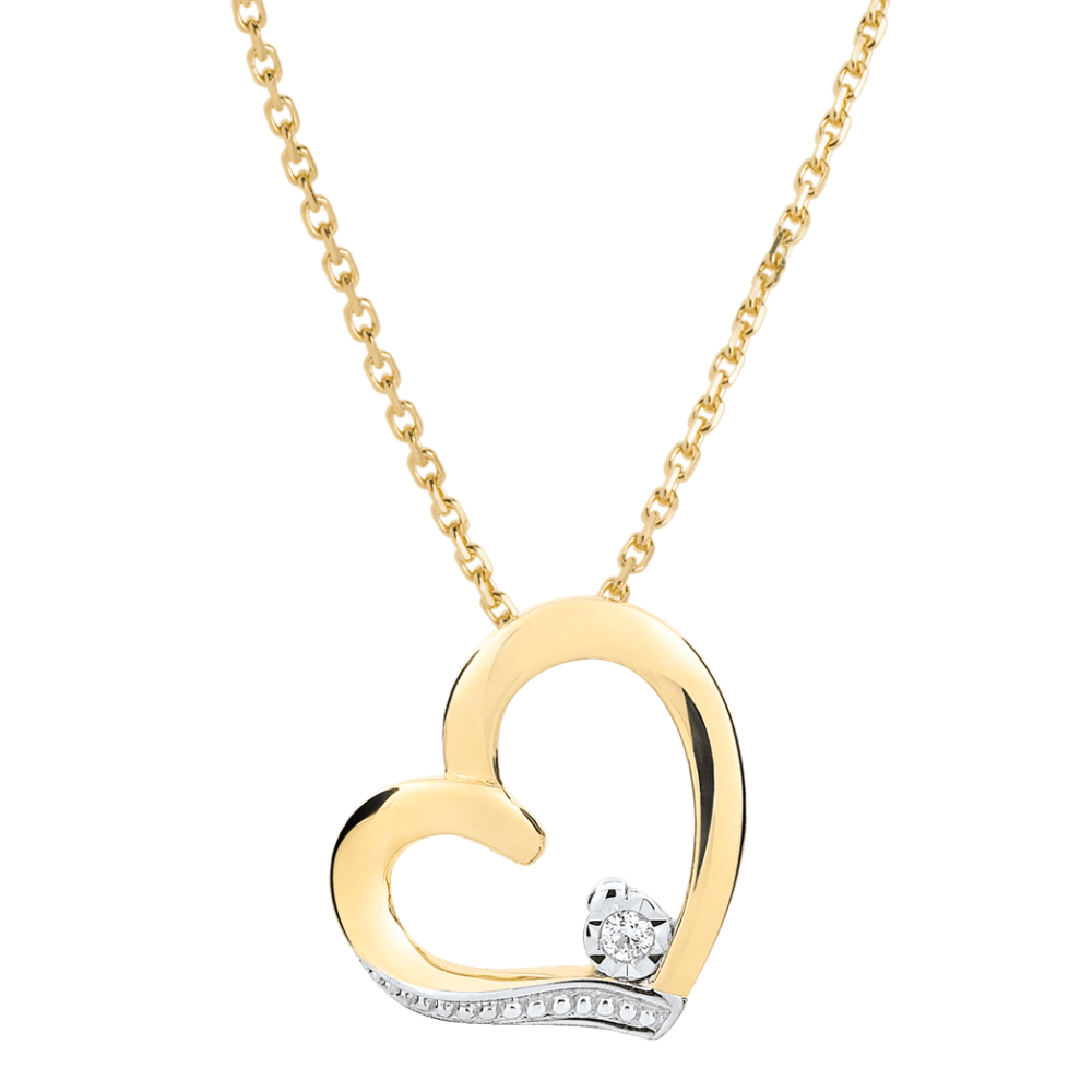 Collier Coeur Amour Amour Or Blanc Et Or Jaune Carats Bijoux Edenly